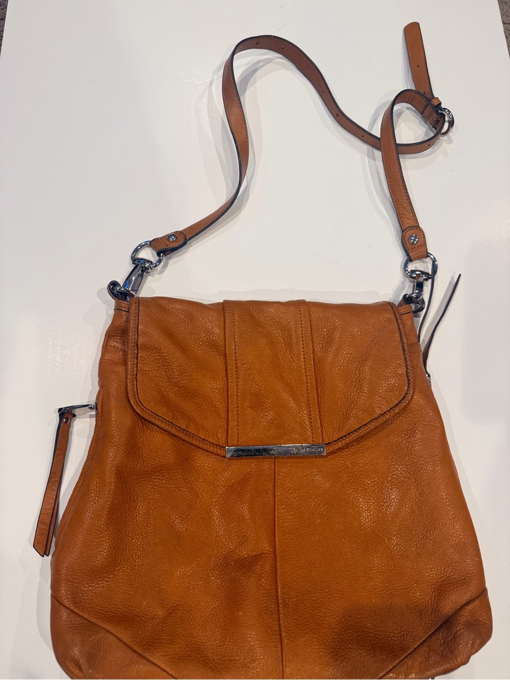 Markowsky Orange Leather Shoulder Bag with Silver Hardware - Picture 3 of 5
